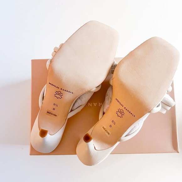 NWT LOEFFLER RANDALL Napa Bow Stiletto Slide Sandals Optic White - Picture 9 of 9